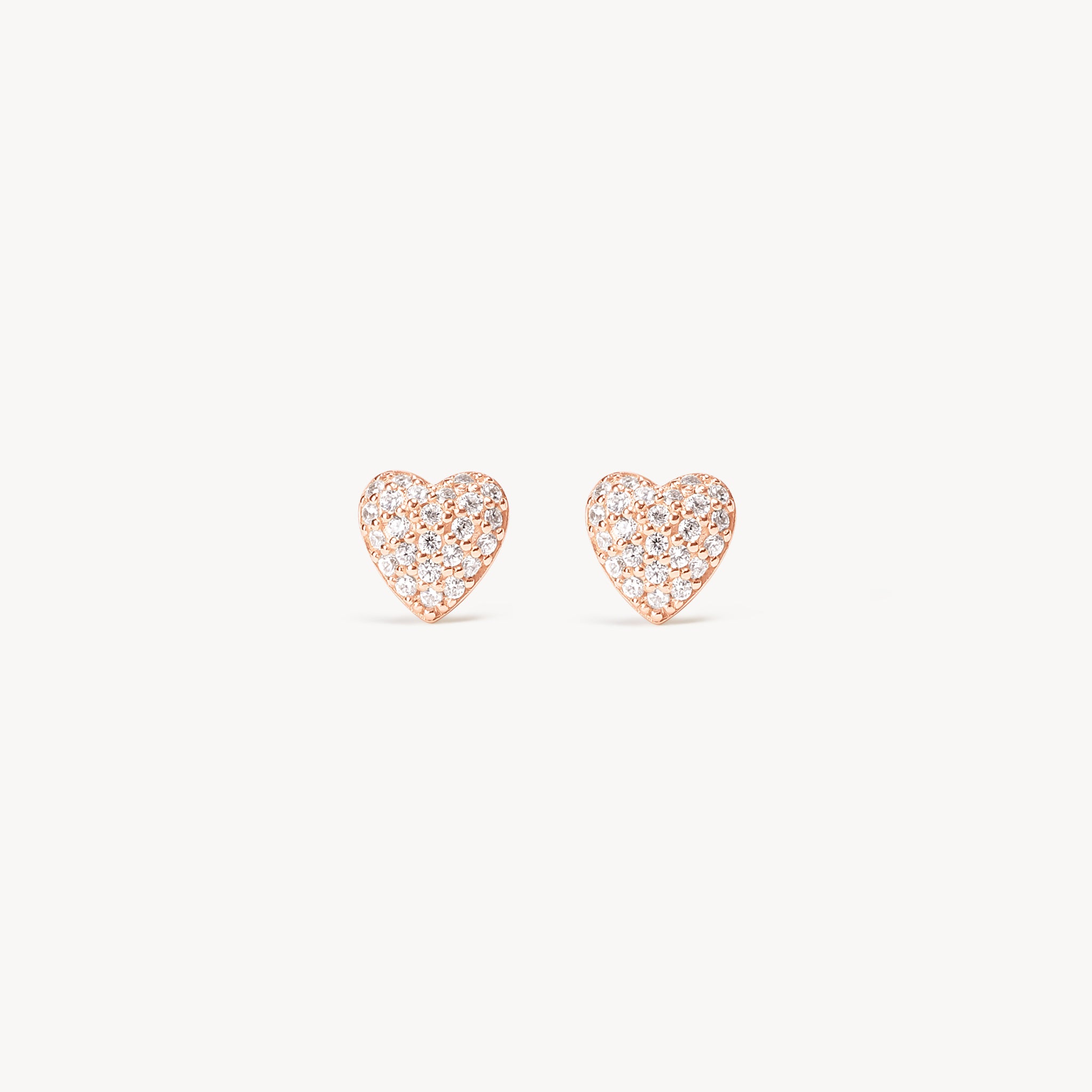 Mini Pavé Heart Stud Earrings Rose Gold