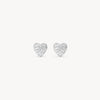 Silver Mini Pavé Heart Stud Earrings