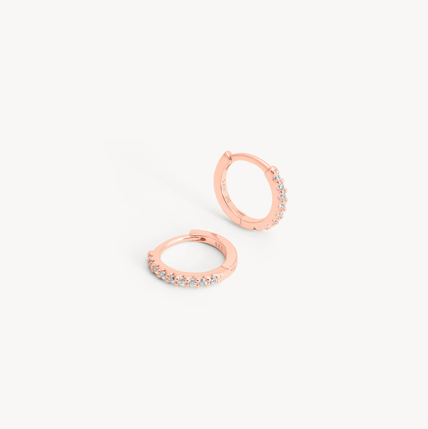 Rose Gold Mini Pavé Hoop Earrings