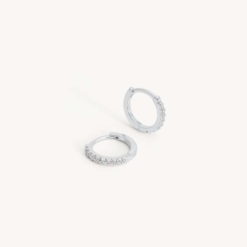 Silver Mini Pavé Hoop Earrings