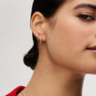 Gold Small Pavé Hoop Earrings on model