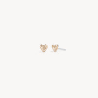 Mini Sparkle Heart Stud Earrings Soft Gold
