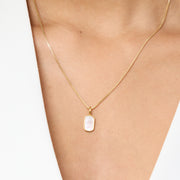 Mother of Pearl Stone Charm on Gold Slider Box Chain