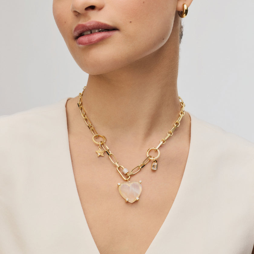 Multi-Station Charm Necklace in Gold