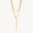 Gold Multi-Station Lariat Charm Necklace