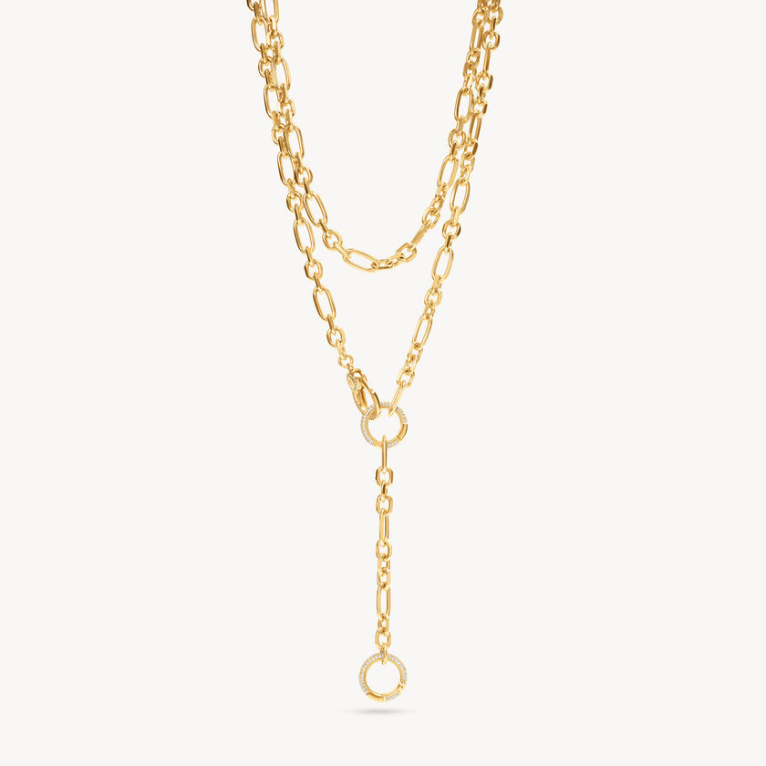 Gold Multi-Station Lariat Charm Necklace