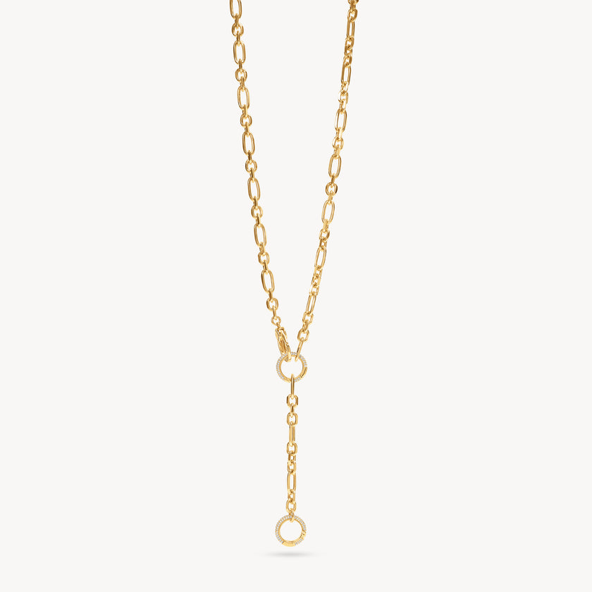 Gold Multi-Station Lariat Charm Necklace