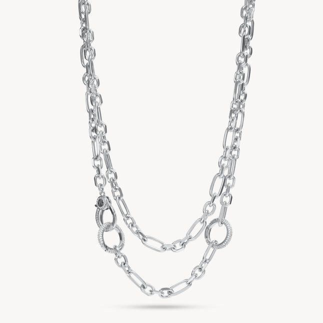 Silver Multi-Station Lariat Charm Necklace