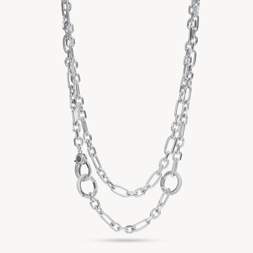 Silver Multi-Station Lariat Charm Necklace