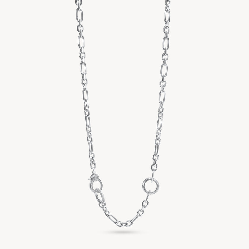 Silver  Multi-Station Lariat Charm Necklace