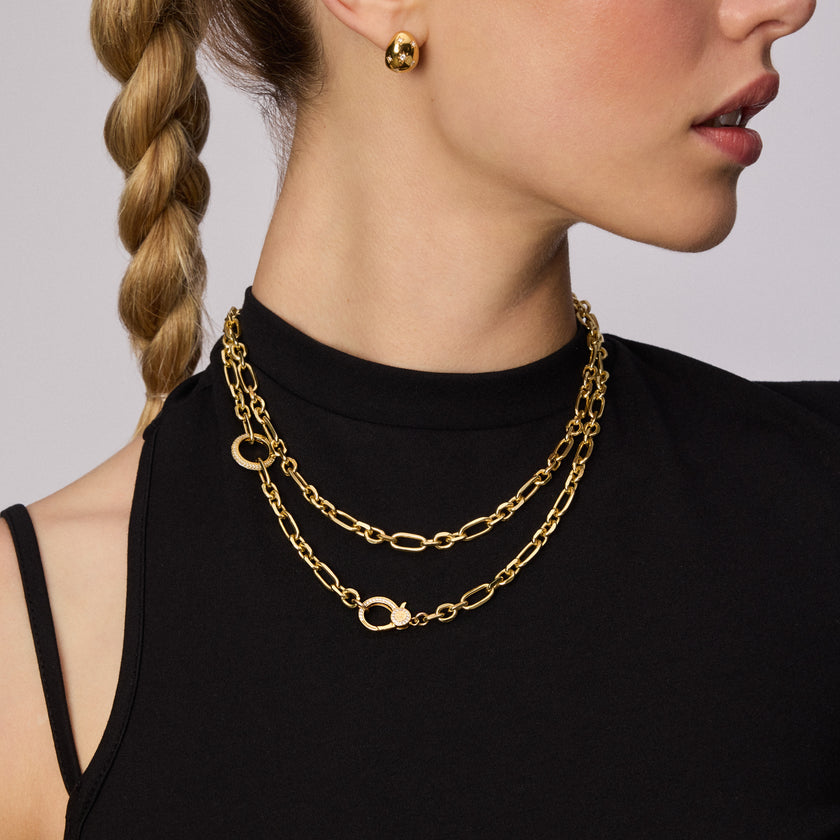 Gold Multi-Station Lariat Charm Necklace