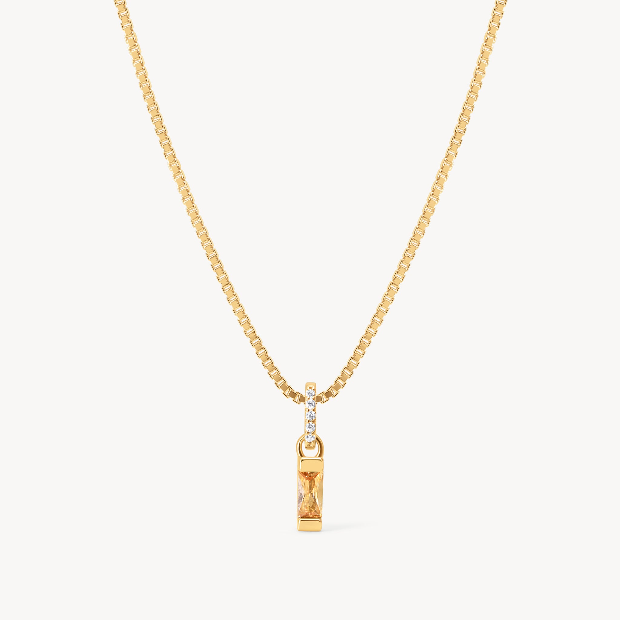November Gold Birthstone Baguette Necklace
