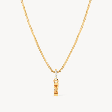 November Gold Birthstone Baguette Necklace