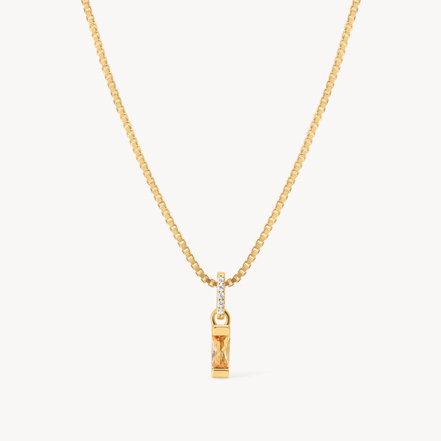 November Gold Birthstone Baguette Necklace