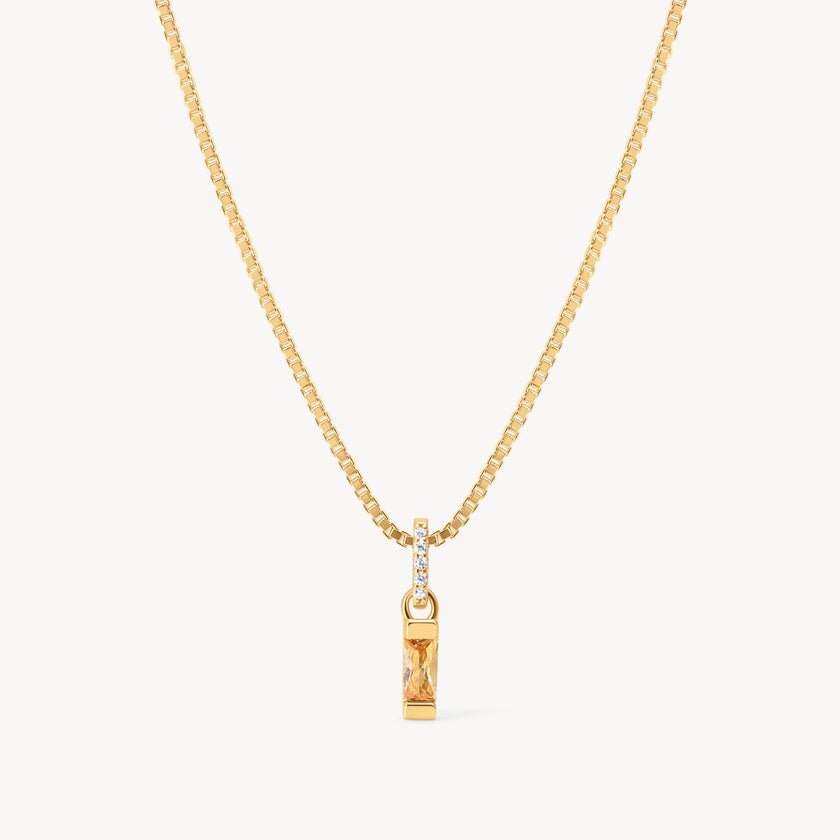 November Gold Birthstone Baguette Necklace