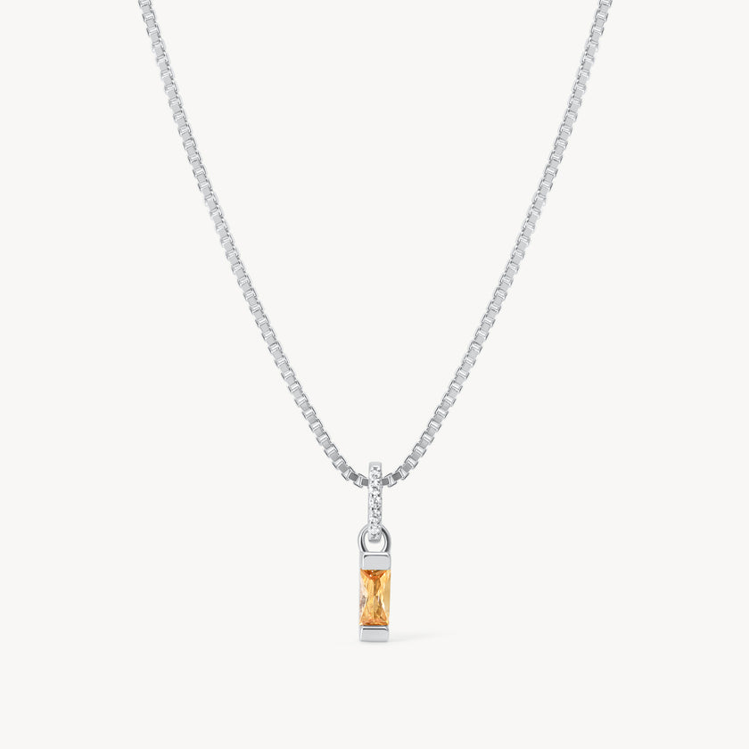 November Silver Birthstone Baguette Necklace