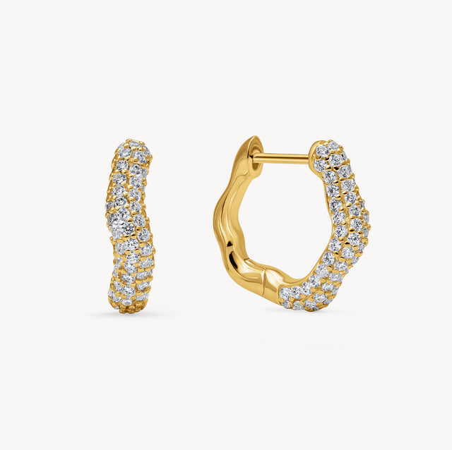 Gold Nova Wave Hoop Earrings