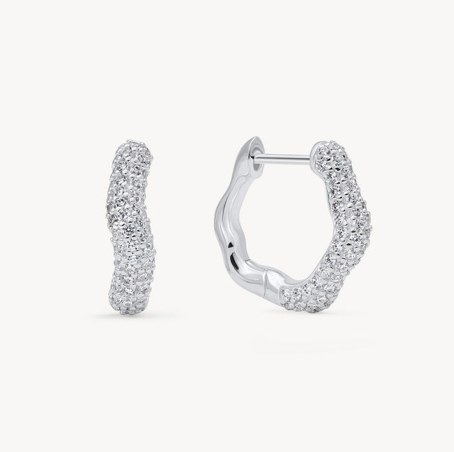 Silver Nova Wave Hoop Earrings