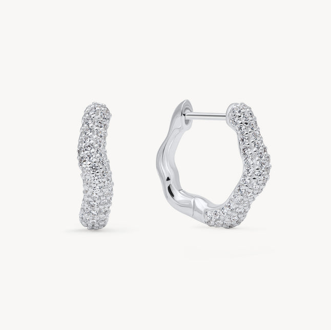 Silver Nova Wave Hoop Earrings