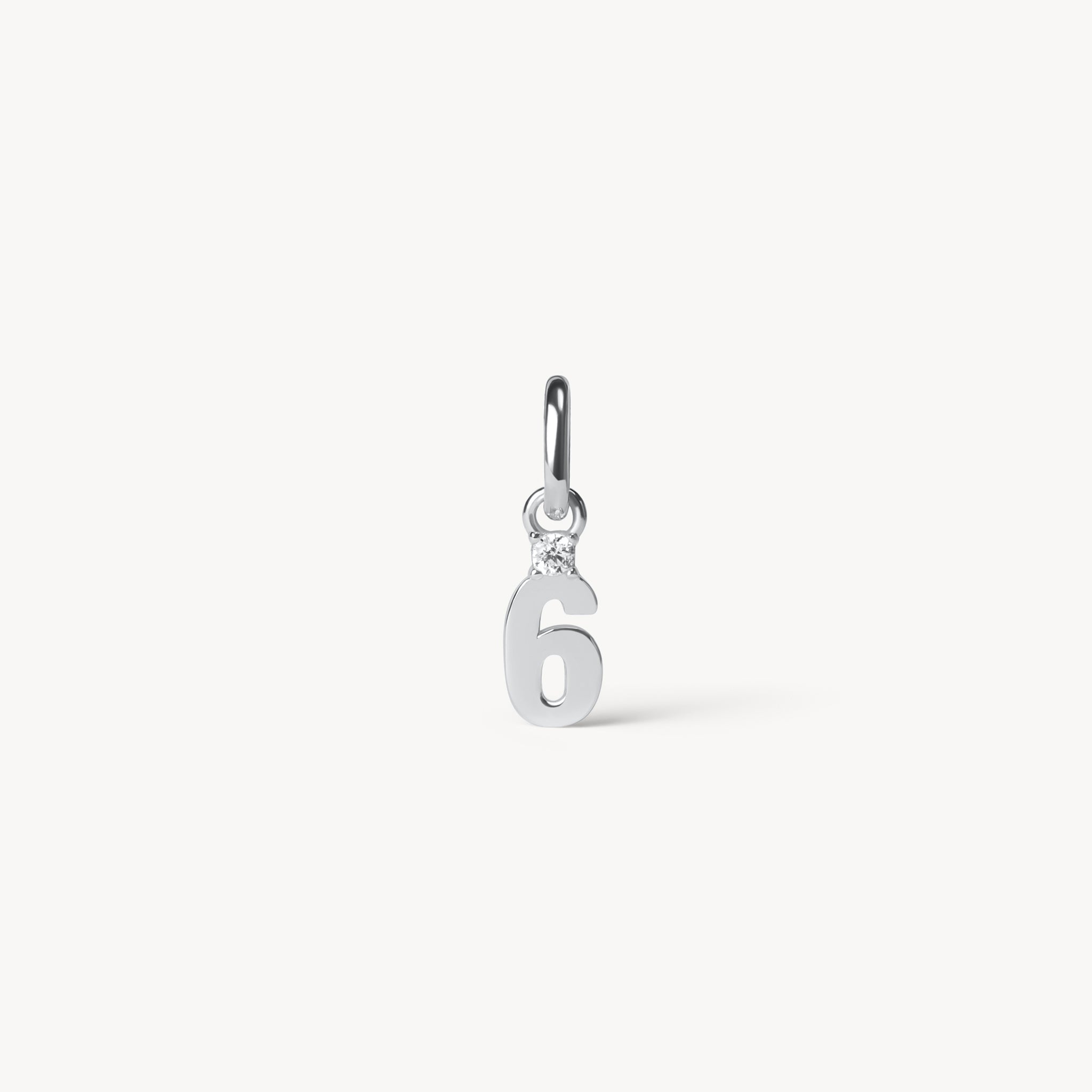 Silver Number Charm 6