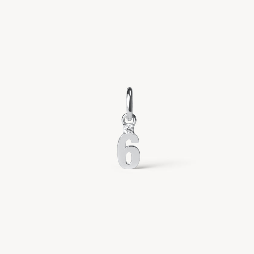 Silver Number Charm 6