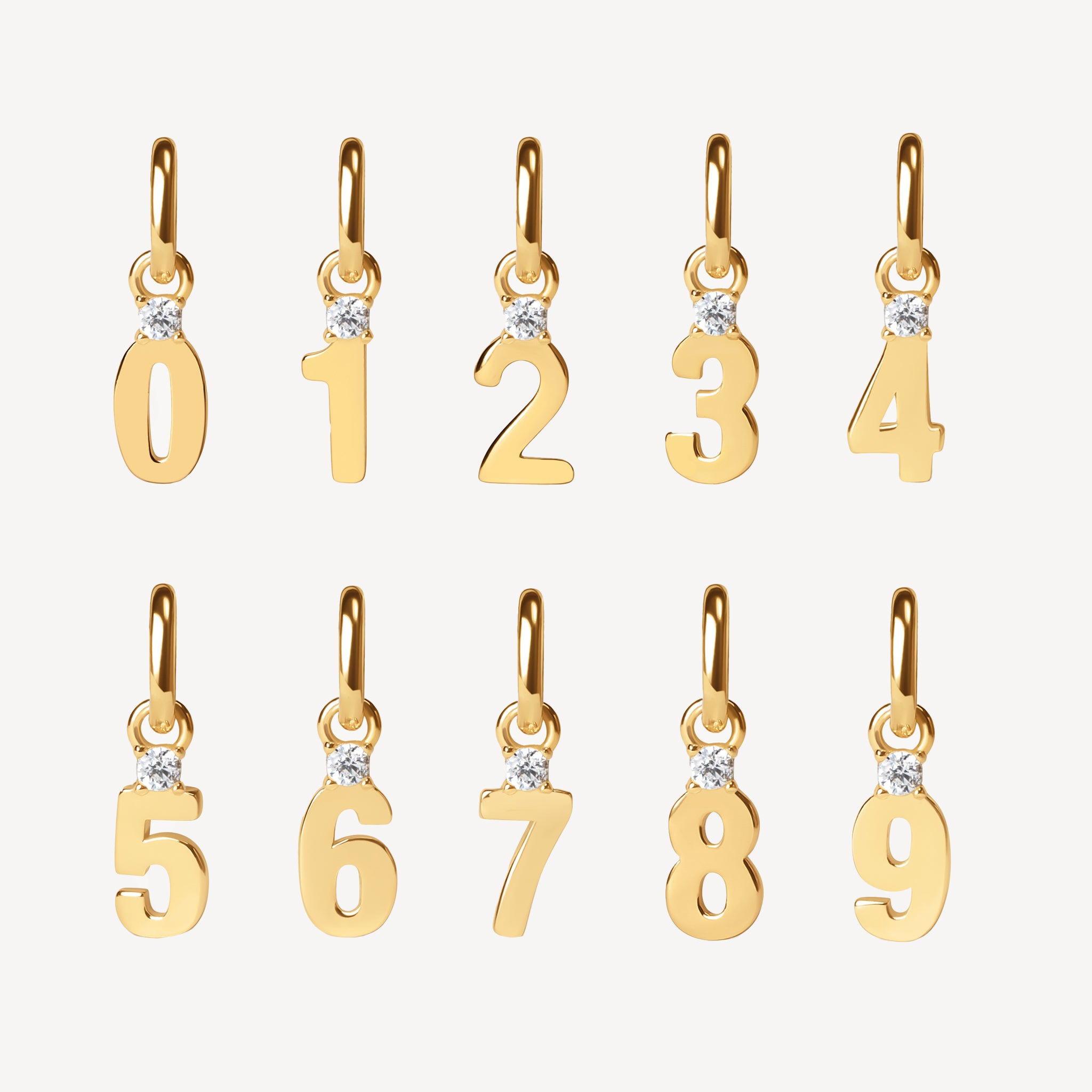 Number Charms in Gold
