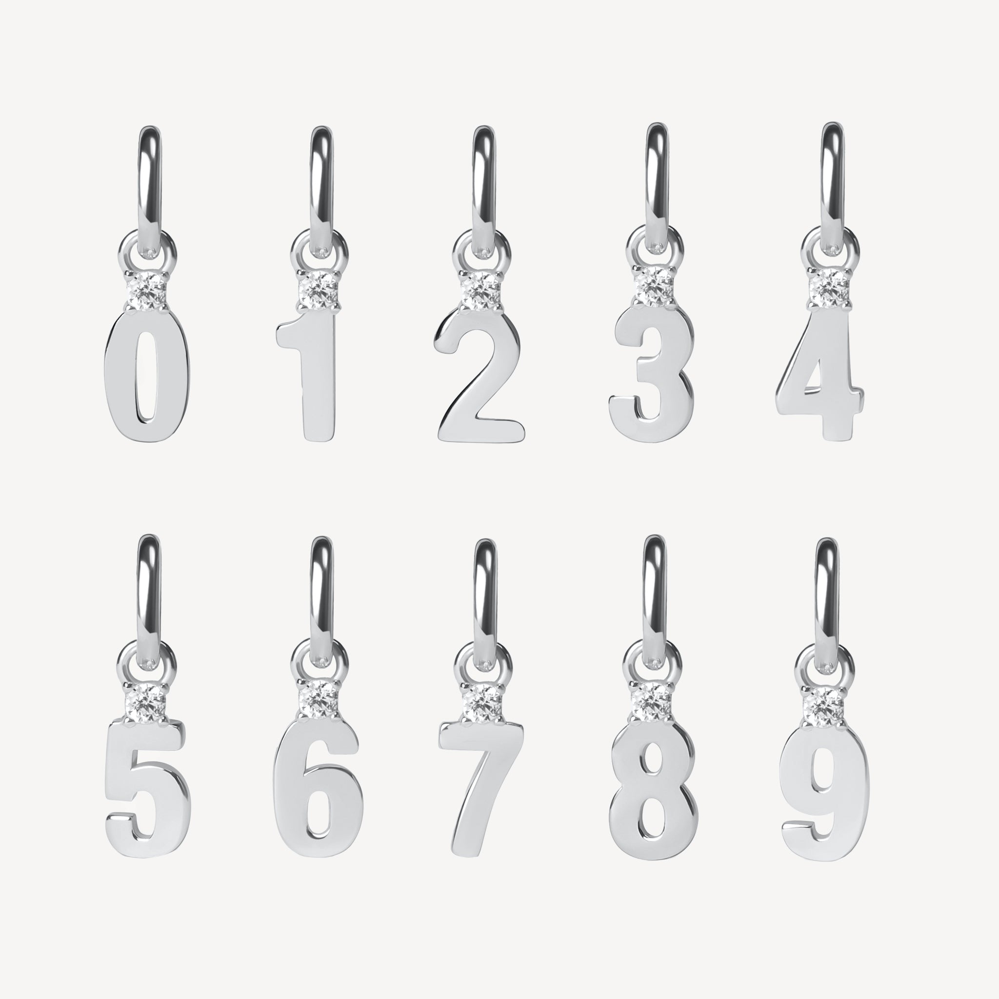Number Charm in Silver