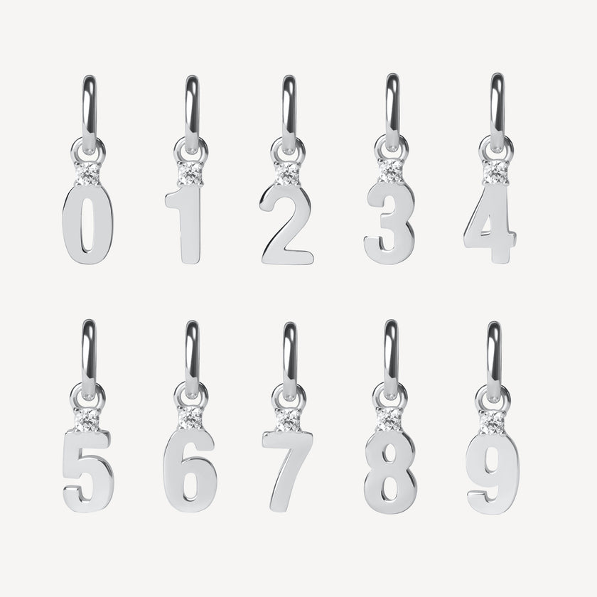 Number Charm in Silver