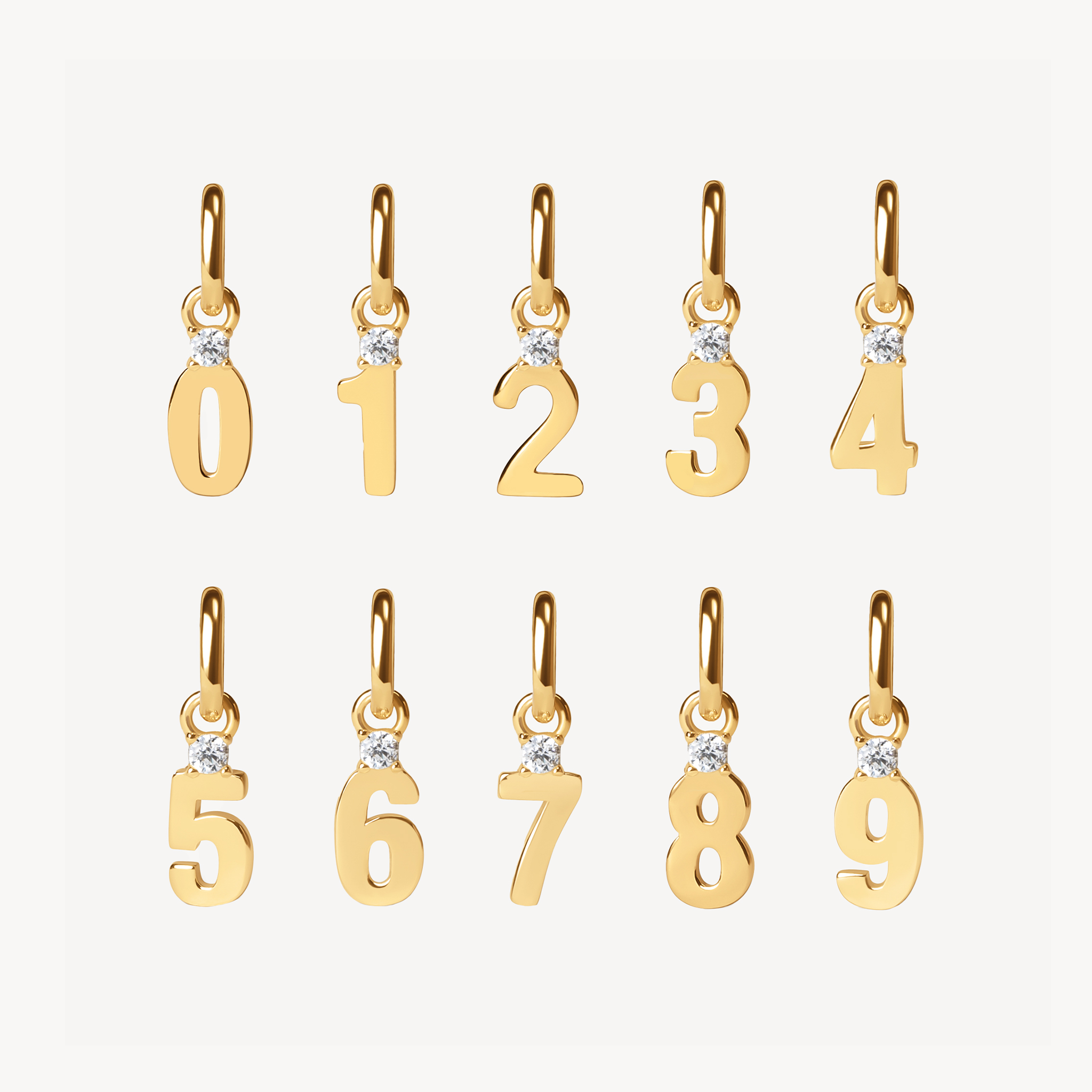 Gold Number Charms