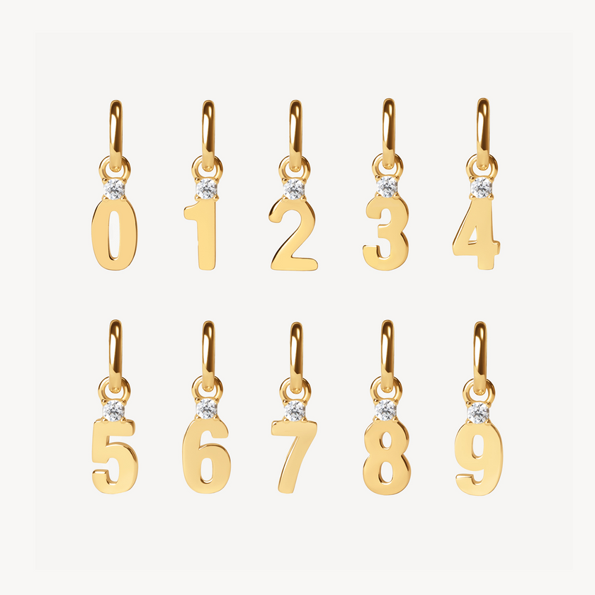 Gold Number Charms