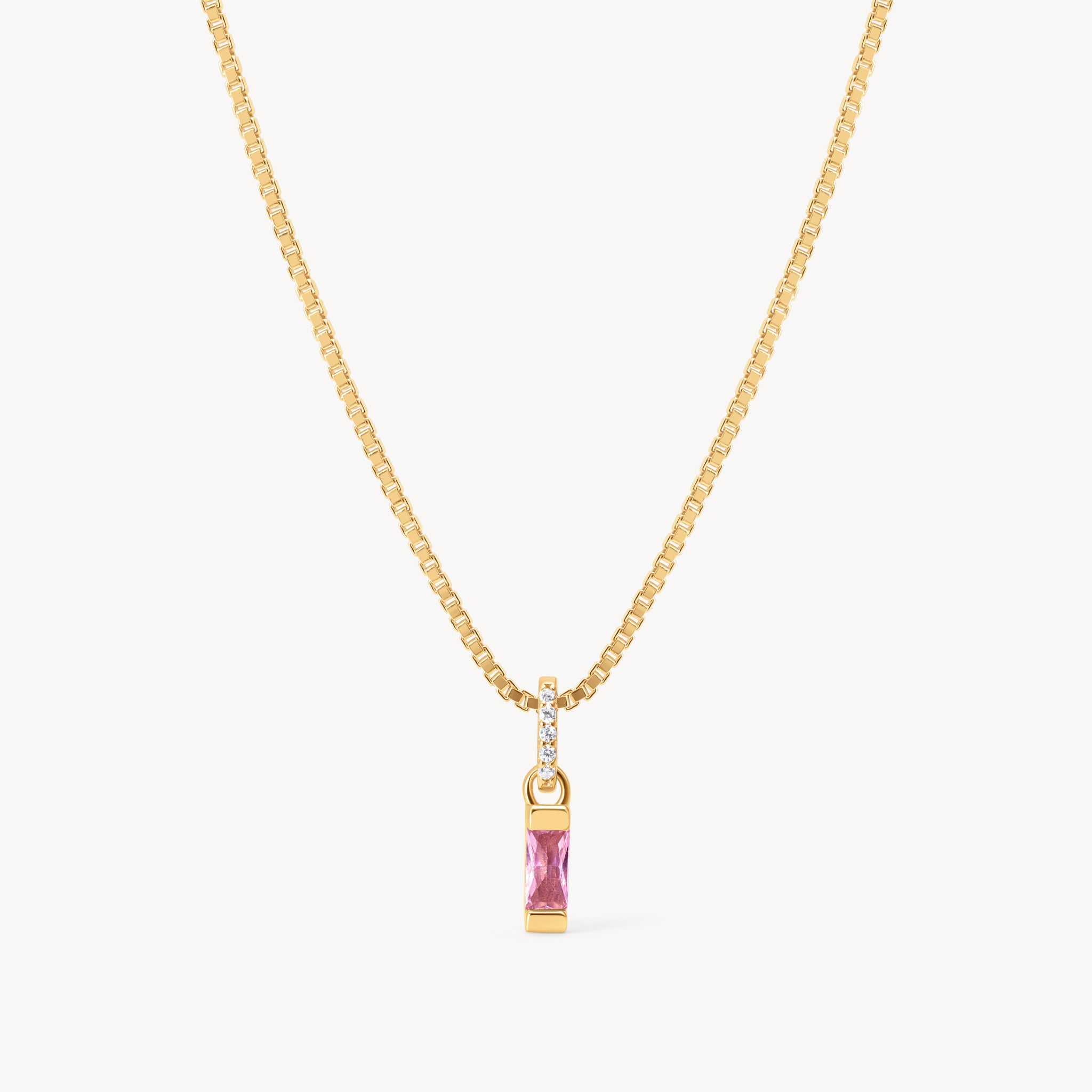 October Gold Birthstone Baguette Necklace