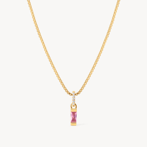 October Gold Birthstone Baguette Necklace