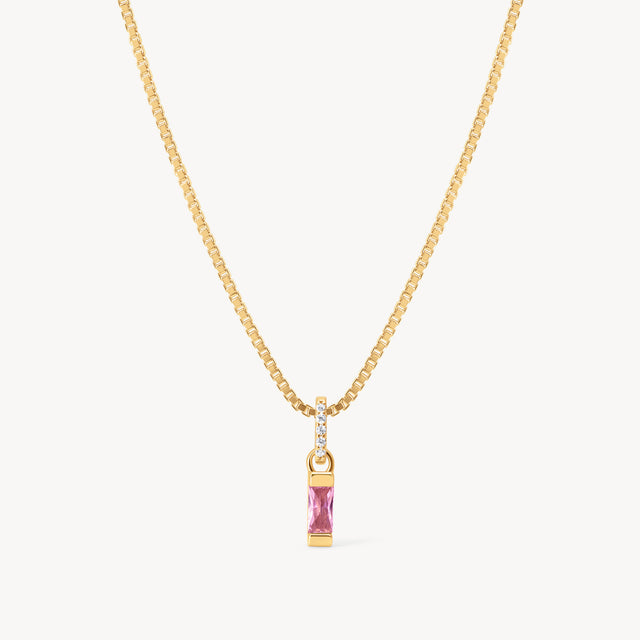 October Gold Birthstone Baguette Necklace