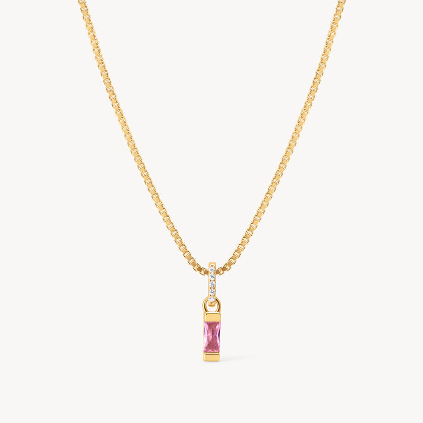 October Gold Birthstone Baguette Necklace