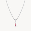 October Silver Birthstone Baguette Necklace