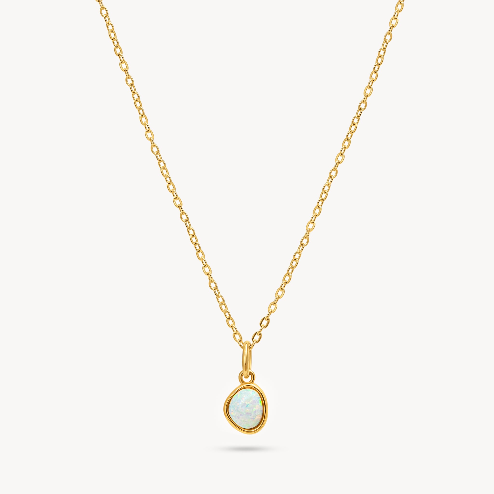 Gold Opal Charm Necklace