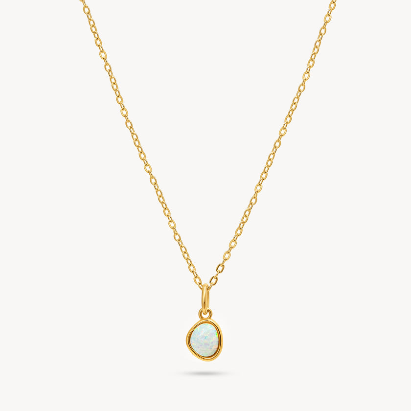 Gold Opal Charm Necklace