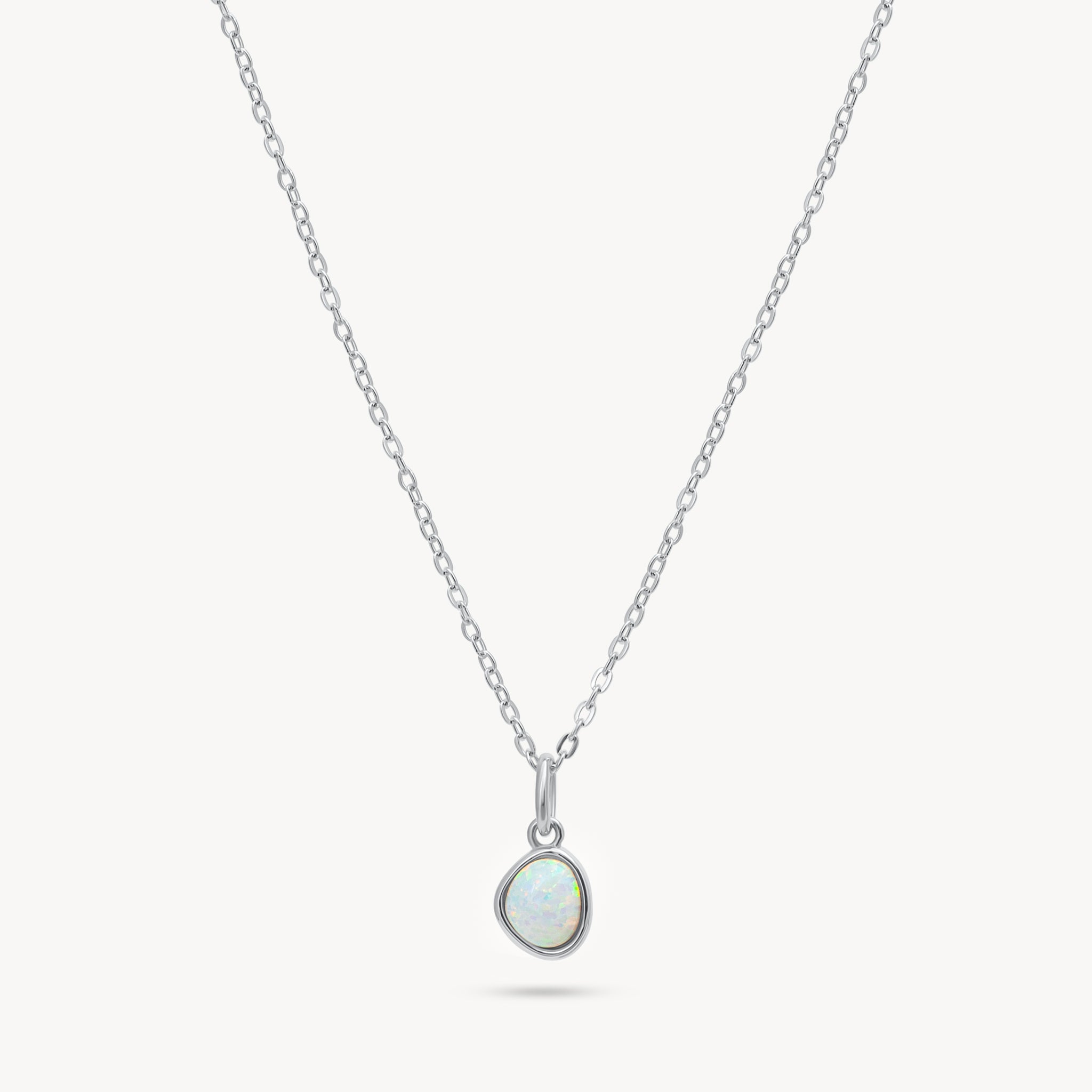 Silver Opal Charm Necklace