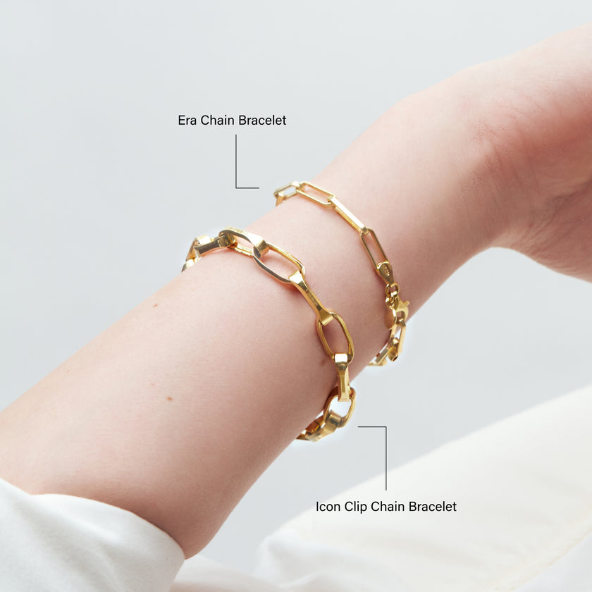 Era Chain Bracelet and Icon Clip Chain Bracelet comparison