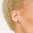Ruby Heart Stud Earrings on model
