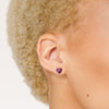 Ruby Heart Stud Earrings on model