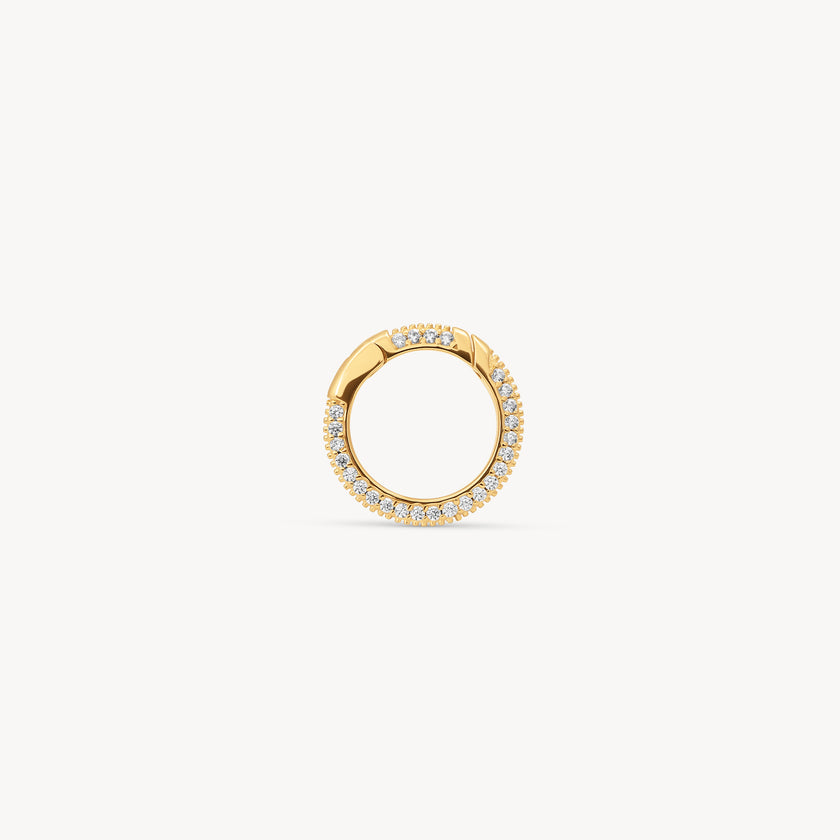 Gold Pavé Circle Hinge Link Charm Holder