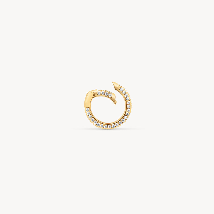 Gold Pavé Circle Hinge Link Charm Holder