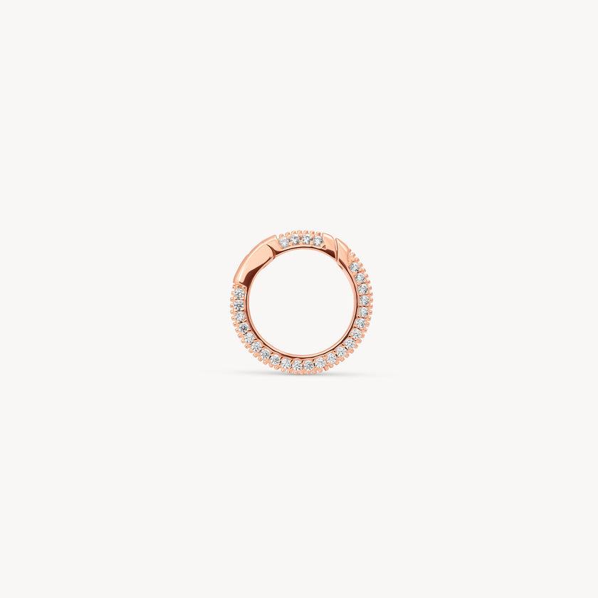 Rose Gold Pavé Circle Hinge Link Charm Holder