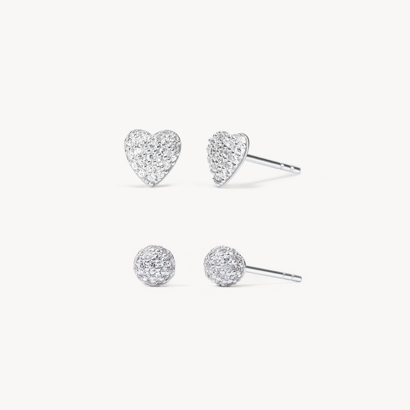 Pavé Stud Set Silver