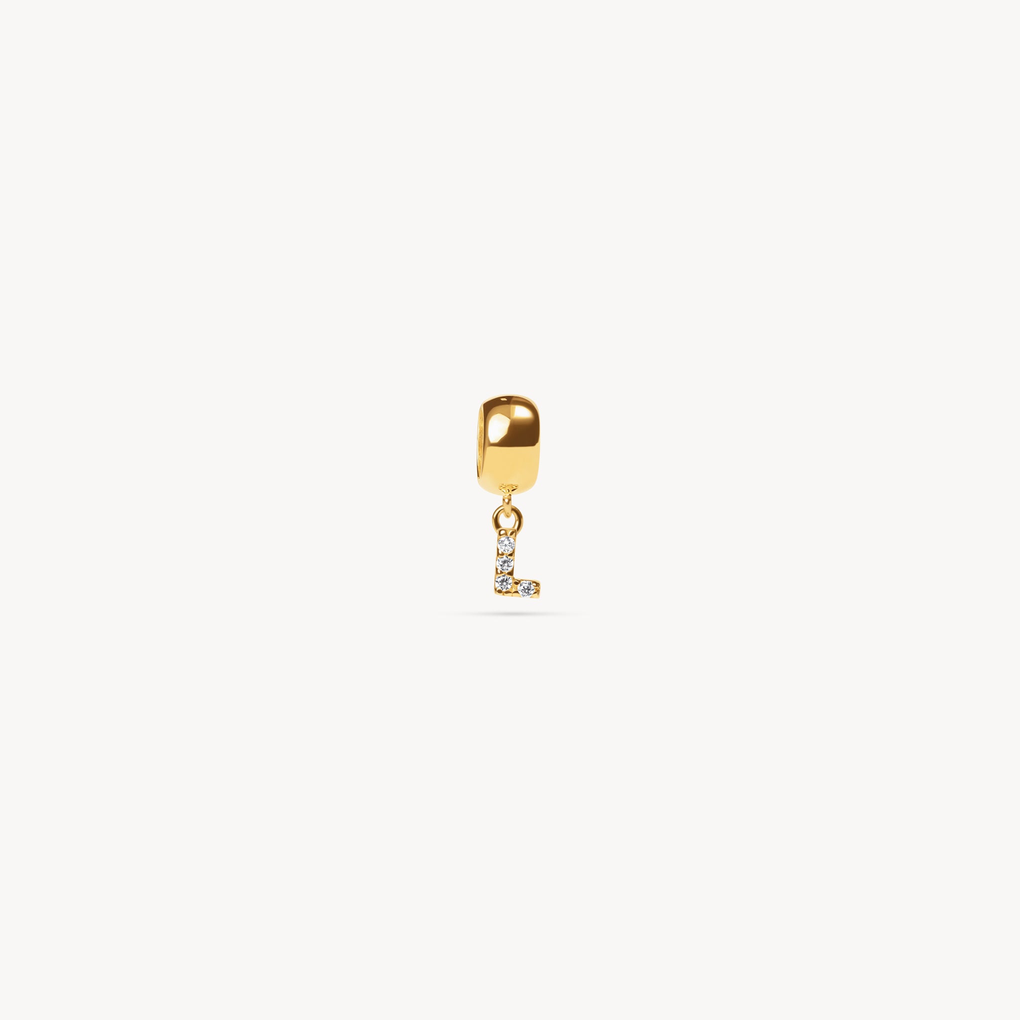Gold Pavé Letter Bead Charm L