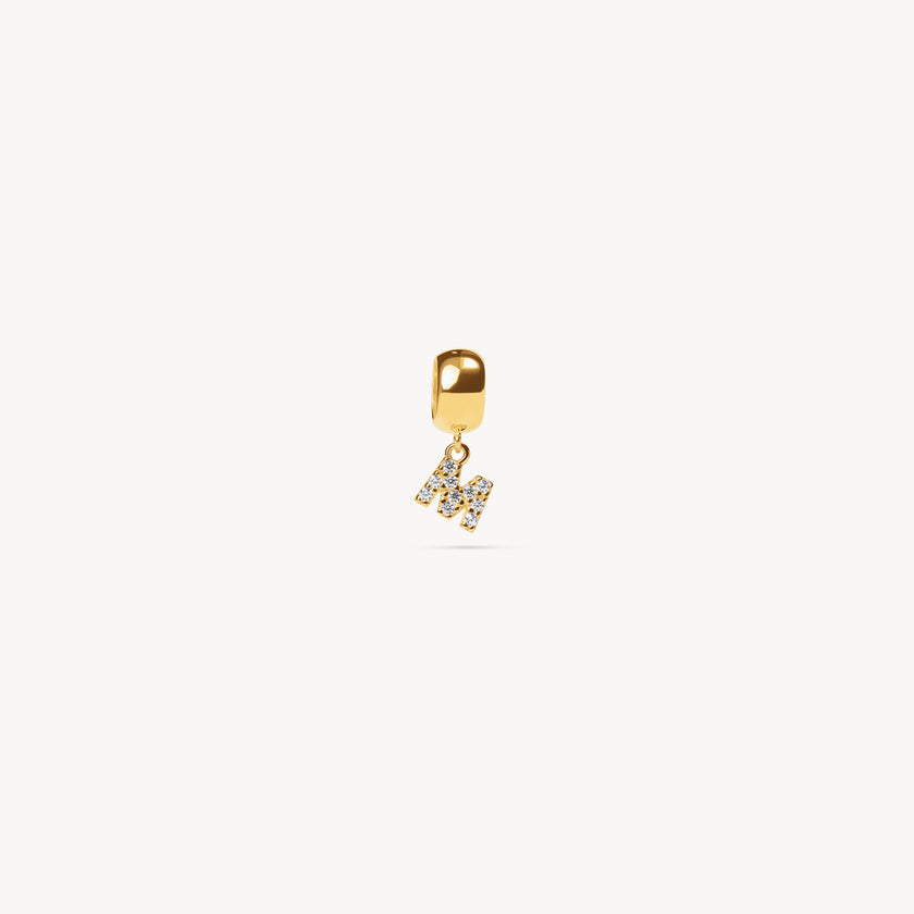 Gold Pavé Letter Bead Charm M