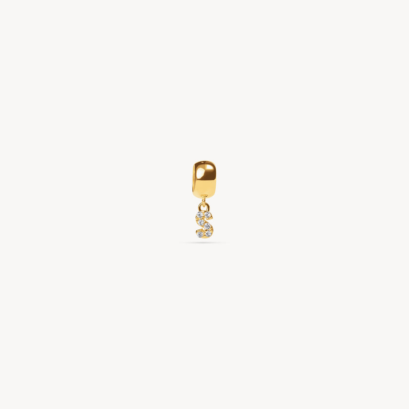 Gold Pavé Letter Bead Charm S
