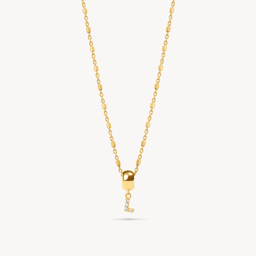 Gold L Pavé Letter Necklace