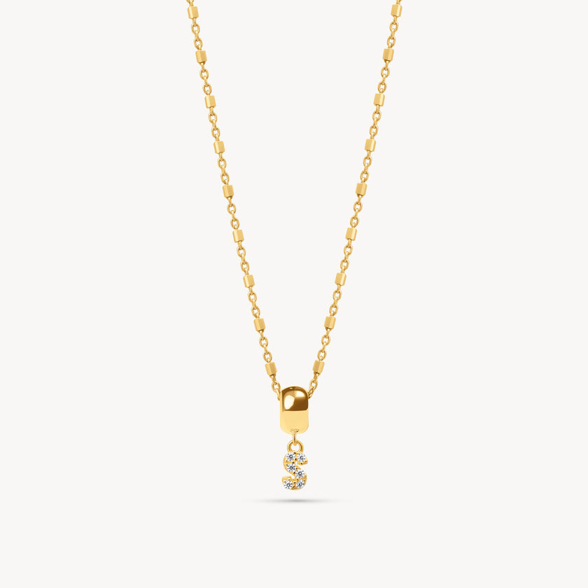 Gold S Pavé Letter Necklace
